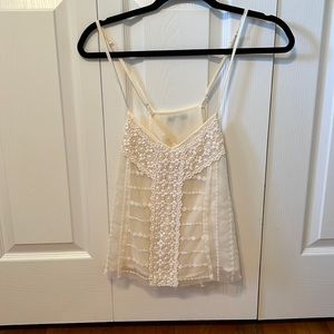Cream, lace tank top